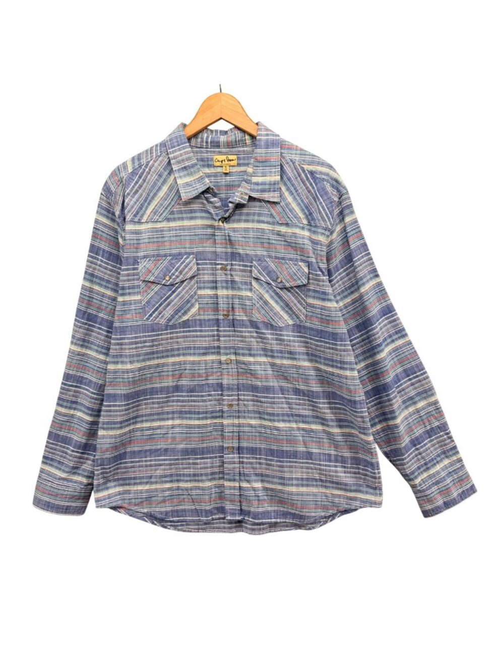 Chip Pepper Pearl Snap Shirt Mens Blue Stripes Western Long Sleeve Size XL